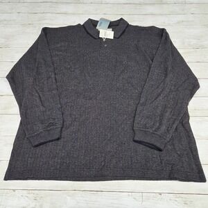 River Trader Ribbed Long Sleeve Polo Shirt Mens XXL Charcoal Grey Cotton NWT